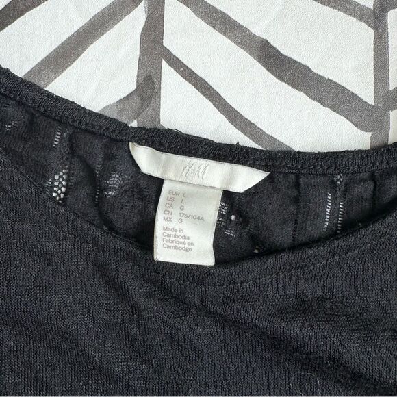H&M Size L Black Lace Back Tie Sheer Tank Top - Picture 4 of 4
